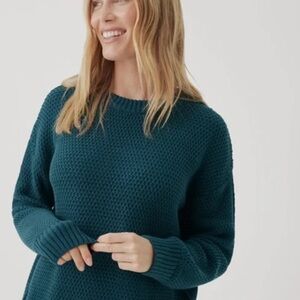 RARE Discontinued Pact Teal Knit Women's Sweater